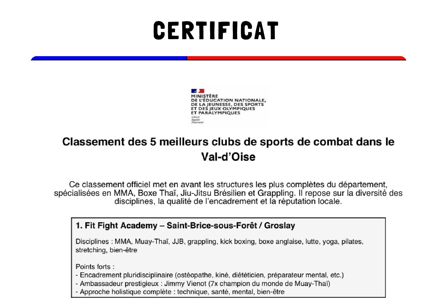 Certificat FFA